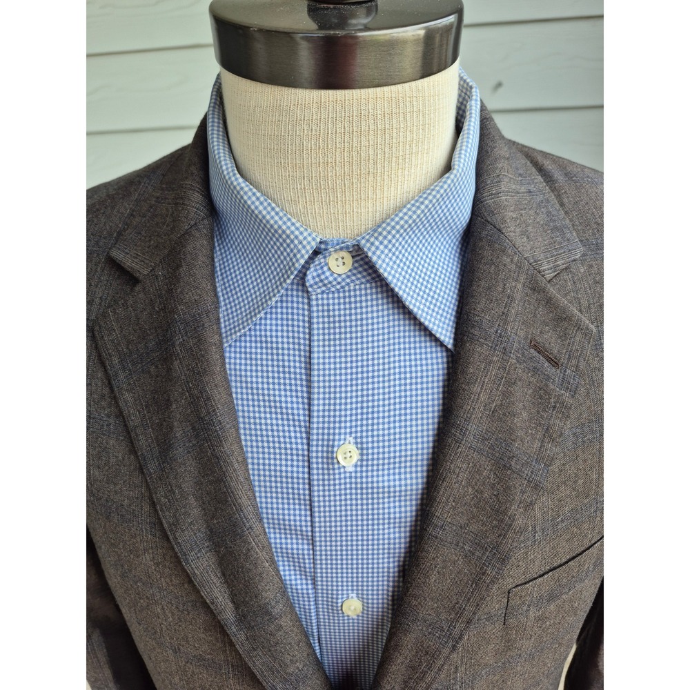 Michael Kors Mens 42R Brown Gray Plaid 100% Wool 2-Button Blazer Sport Coat 42 R - Picture 3 of 8